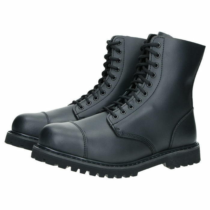 Купить Ботинки Brandit 9002.2 Phantom Combat Army Boots 10 люверсов изнатуральной кожи со стальным носком, черный, цена 17 490 руб —(164949042095)